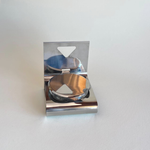Elegant mid-century stainless steel table accessory for parmesan