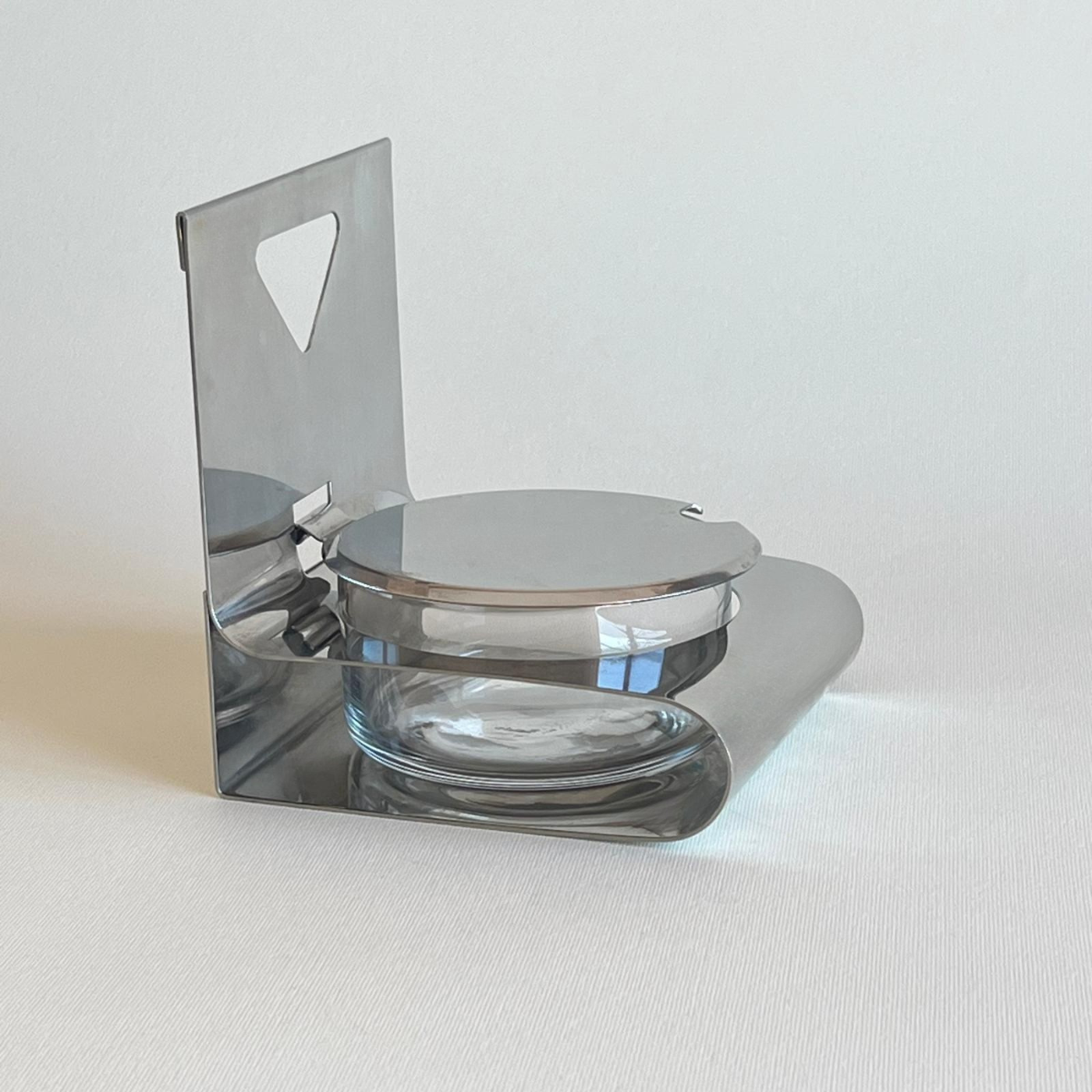 Mid-century Italian stainless steel cheese bowl from the 1960s