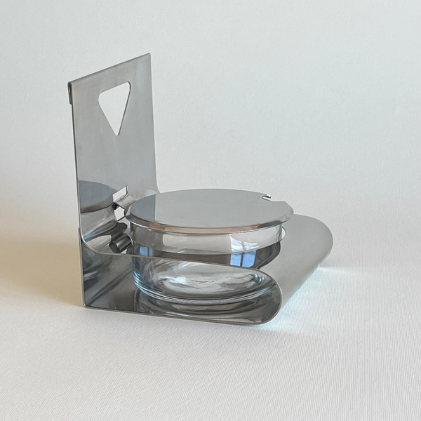 Mid-century Italian stainless steel cheese bowl from the 1960s