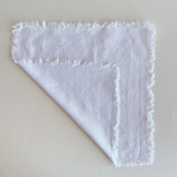 Small jacquard cotton napkins with fringe I Set of 2
