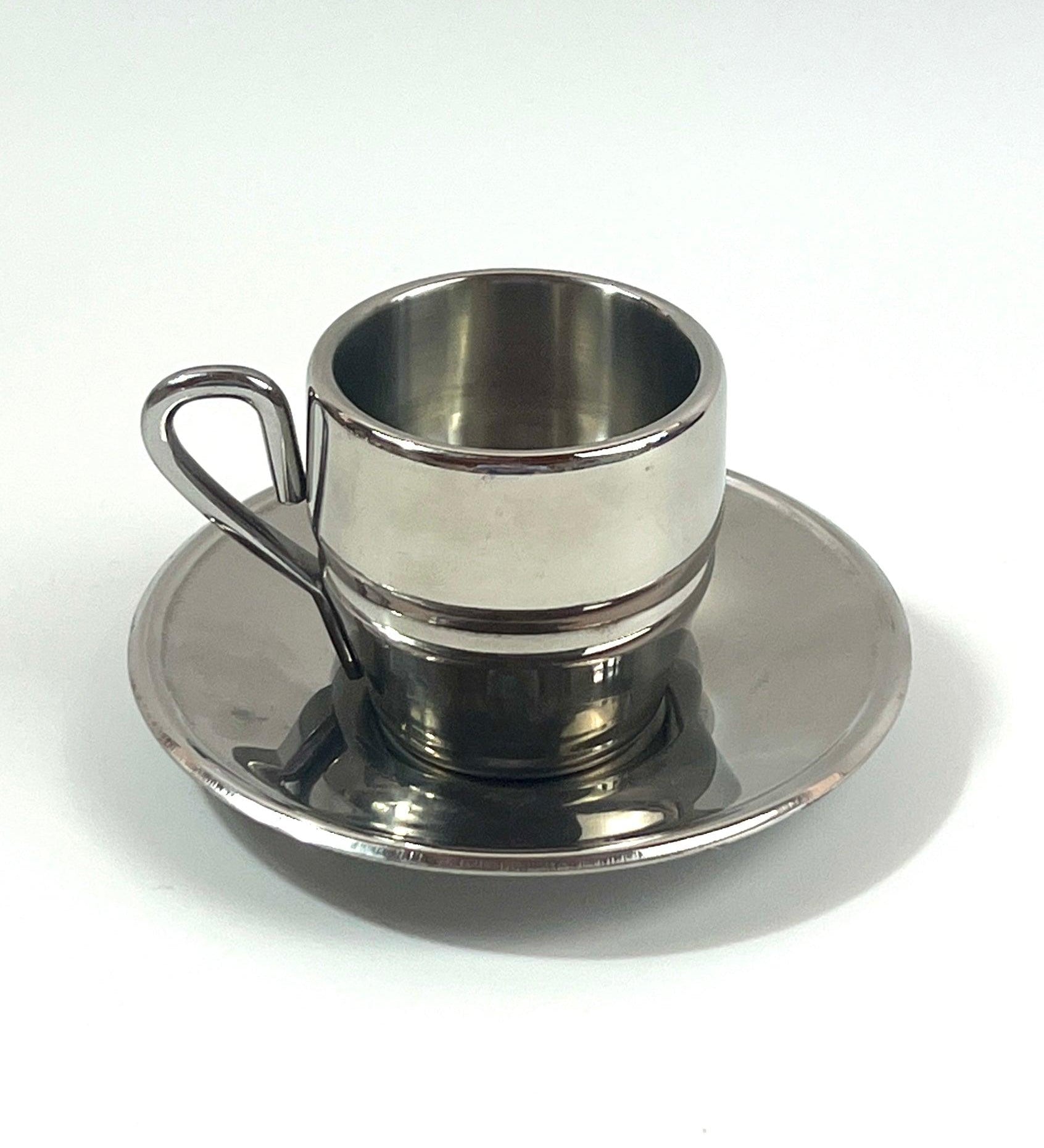 STAINLESS STEEL ESPRESSO CUPS & SAUCER I Farcal - L'Officina General Store