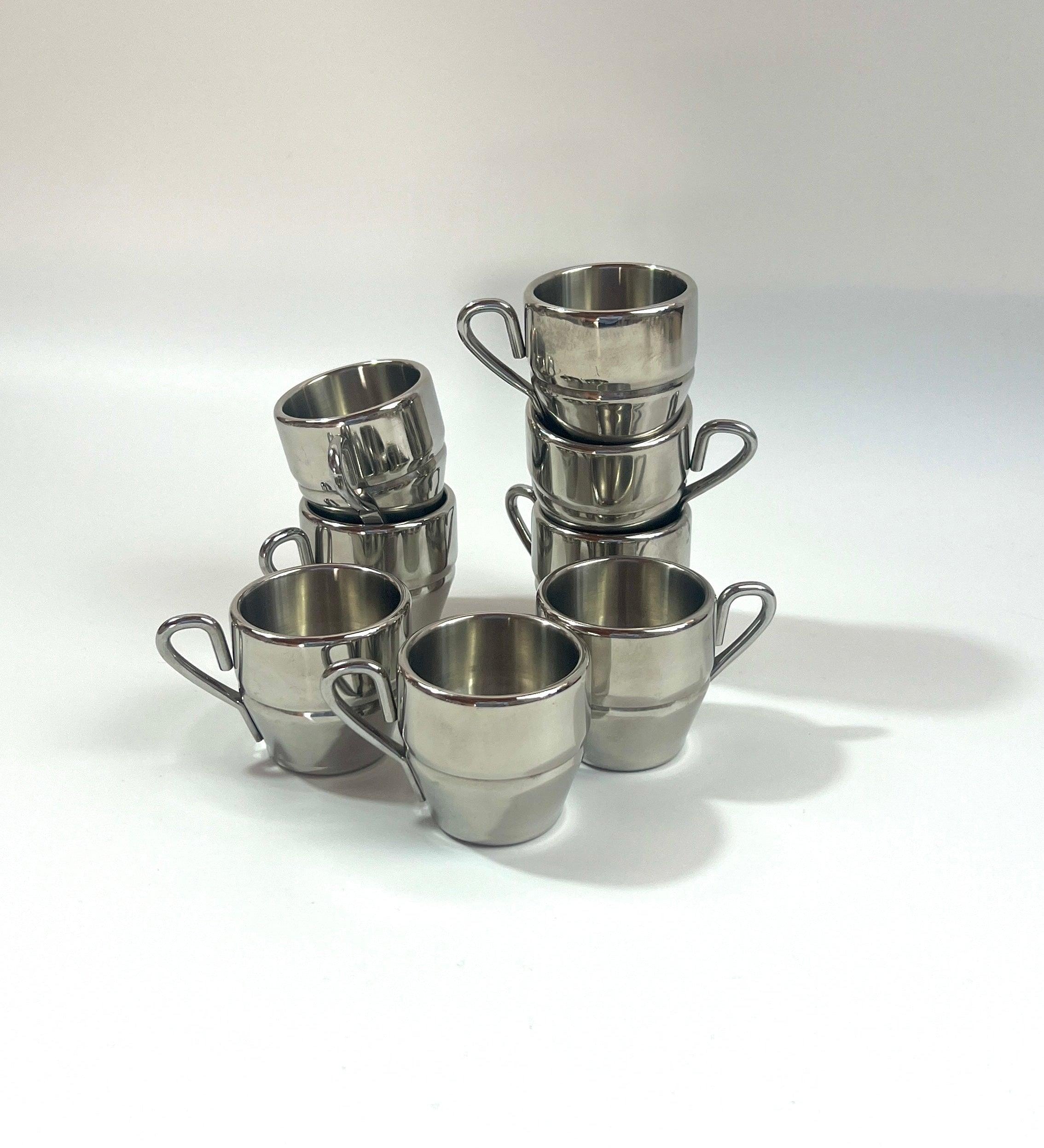 STAINLESS STEEL ESPRESSO CUPS & SAUCER I Farcal - L'Officina General Store