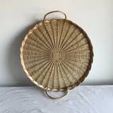 Lot de 2 Plateaux Muraux en Rotin Italiens Années 1970