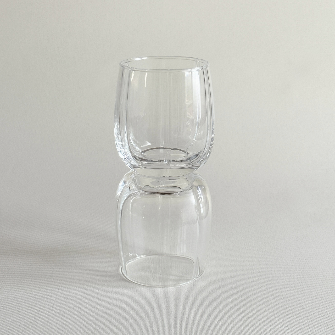 Ribbed crystal tumbler shown from above, revealing the fluted rim
