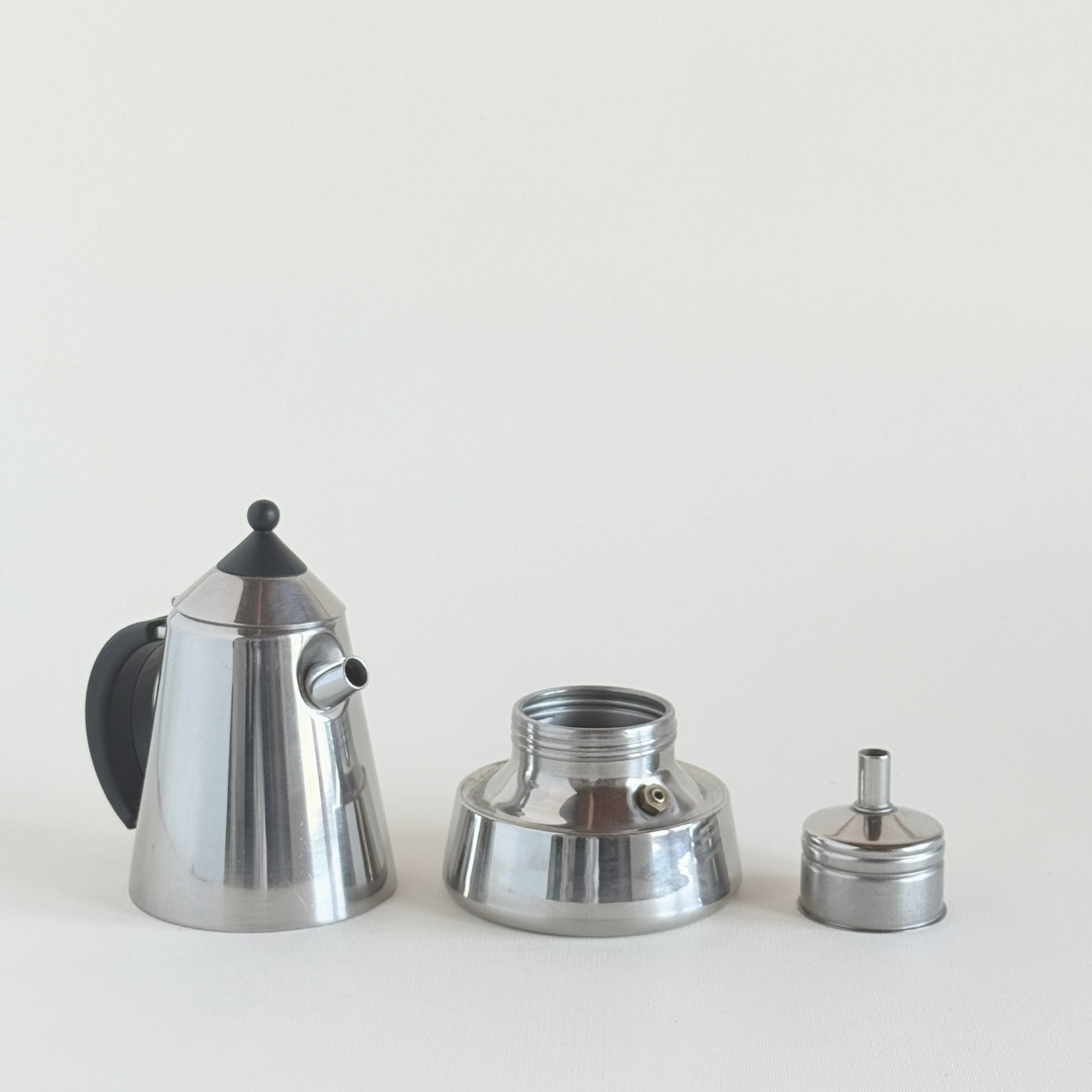 Guido Bergna Mia Moka 2 cups · top view · stainless steel body · L'Officina General Store