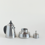 Guido Bergna Mia Moka 2 cups · top view · stainless steel body · L'Officina General Store