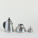 Guido Bergna Mia Moka 2 cups · top view · stainless steel body · L'Officina General Store