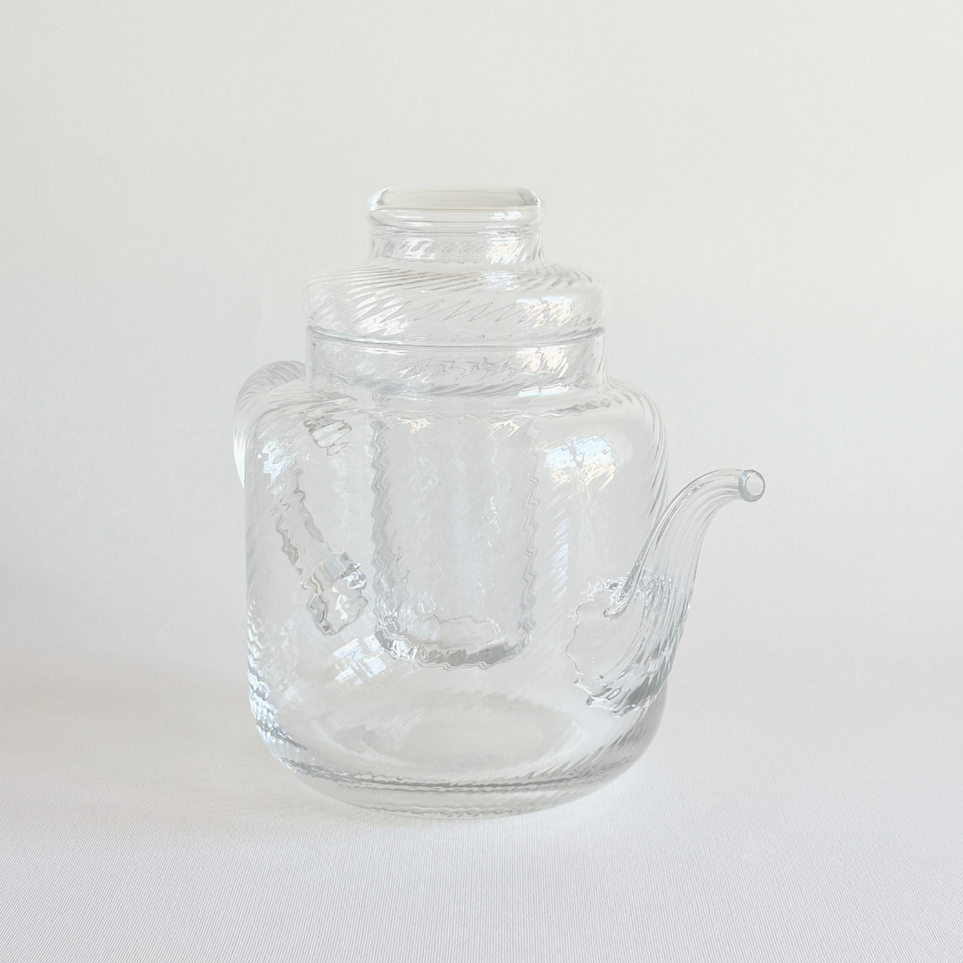 Glass Ice Tea Lemonade Jug 3-piece set · swirl detail · clear glass · L'Officina General Store