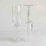 Italian ribbed champagne flutes — close-up of ribbed bowl showing glass clarity and rib texture