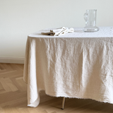 Fringed Natural Linen Tablecloth