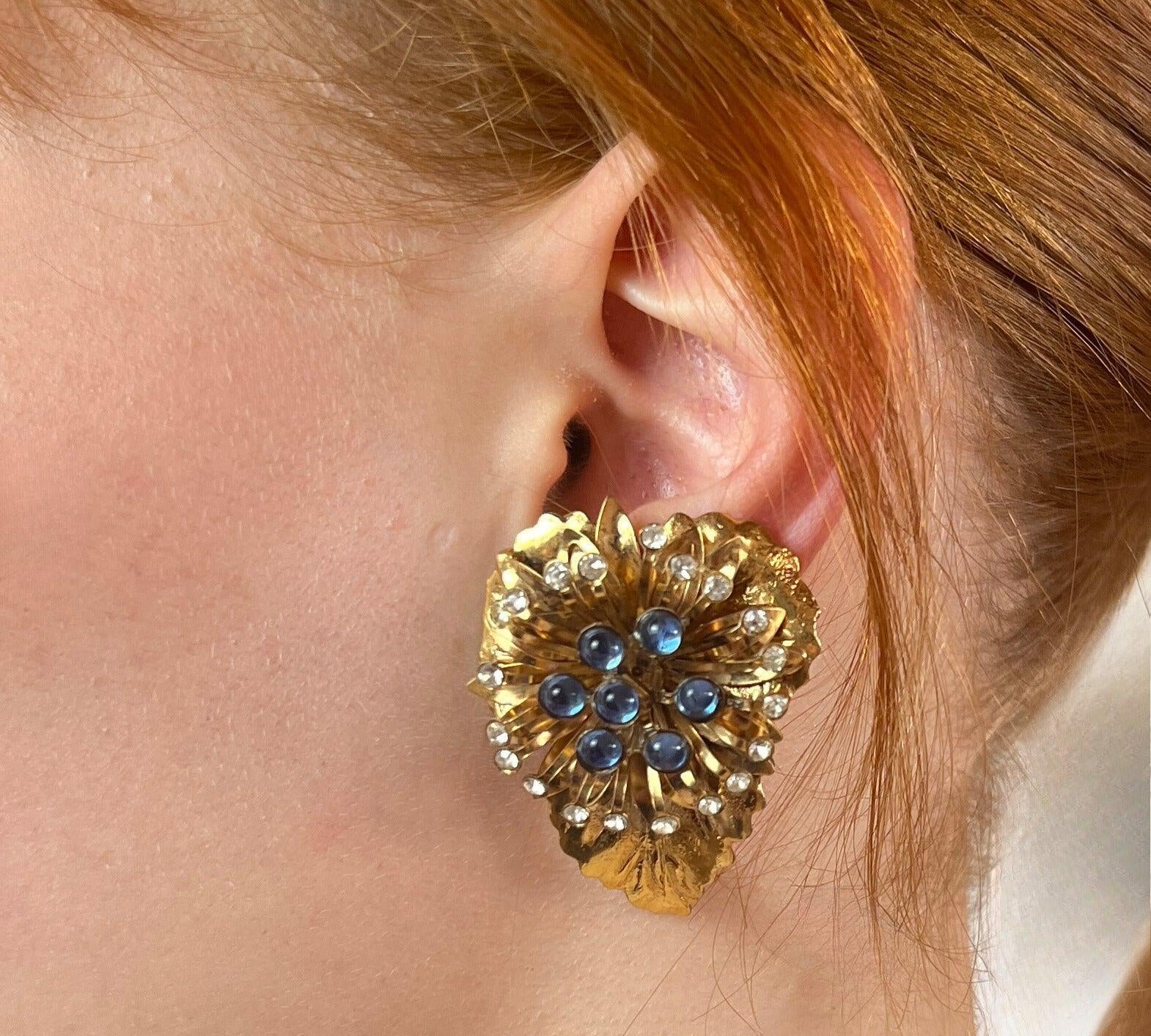 Golden and Crystal leaf earrings - L'Officina General Store