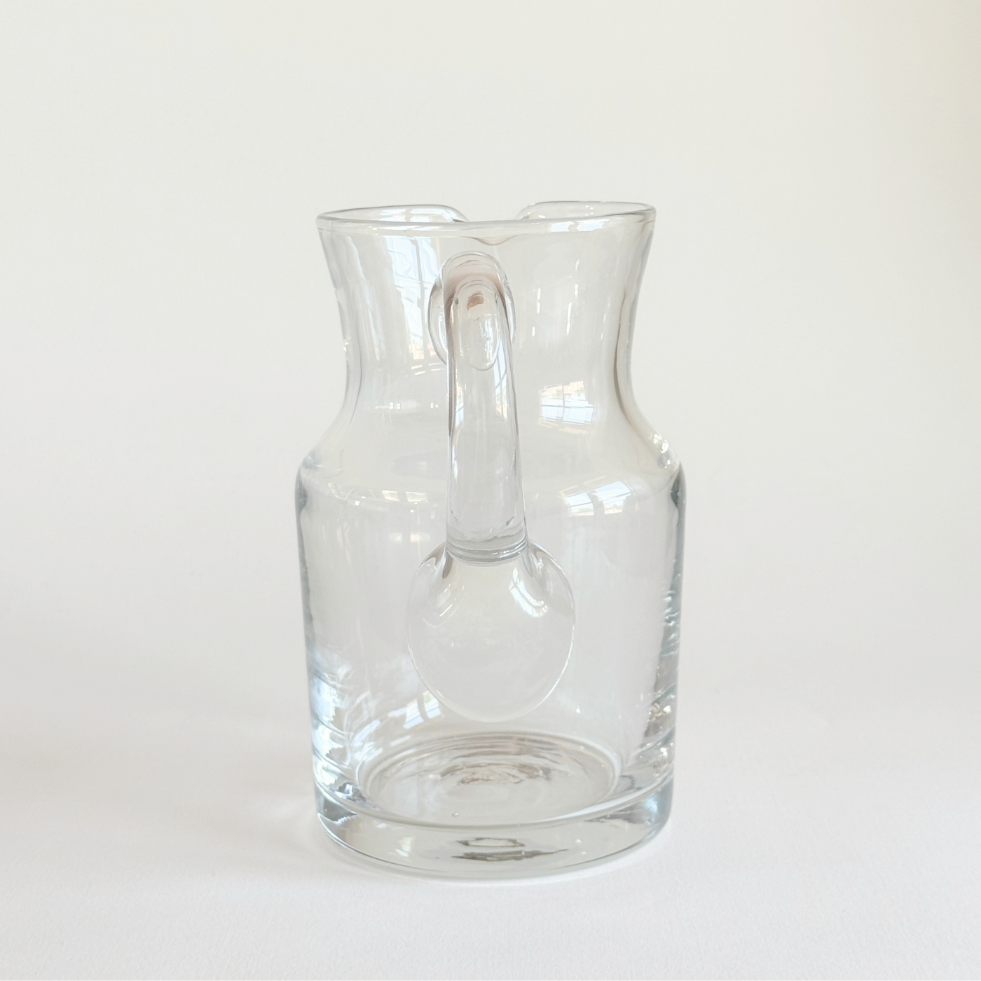 Vintage clear crystal water jug from Italy, classic form with pouring lip and full handle