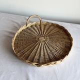 Lot de 2 Plateaux Muraux en Rotin Italiens Années 1970