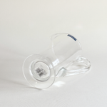 Detail of the Vinobile carafe's drip-free spout and rounded crystal body