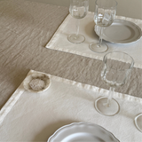Fringed Natural Linen Tablecloth