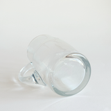 Crystal classic jug in clear glass, 1980s Italian pitcher with comfortable handle and pouring lip