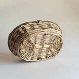 Two-Tone Rattan Basket — Brown Rattan, France, 1970s