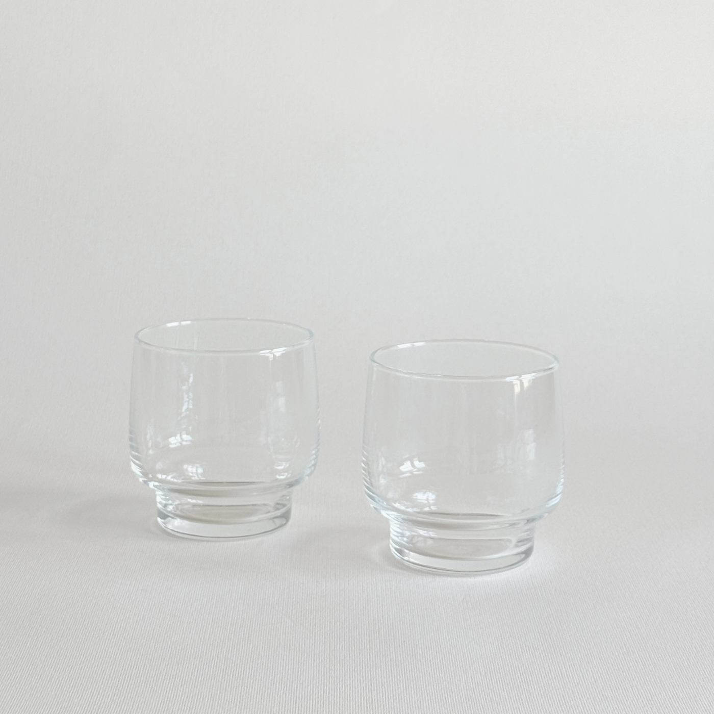 Italian glass tumblers set of 2 · 1970s vintage · clear glass · L'Officina General Store