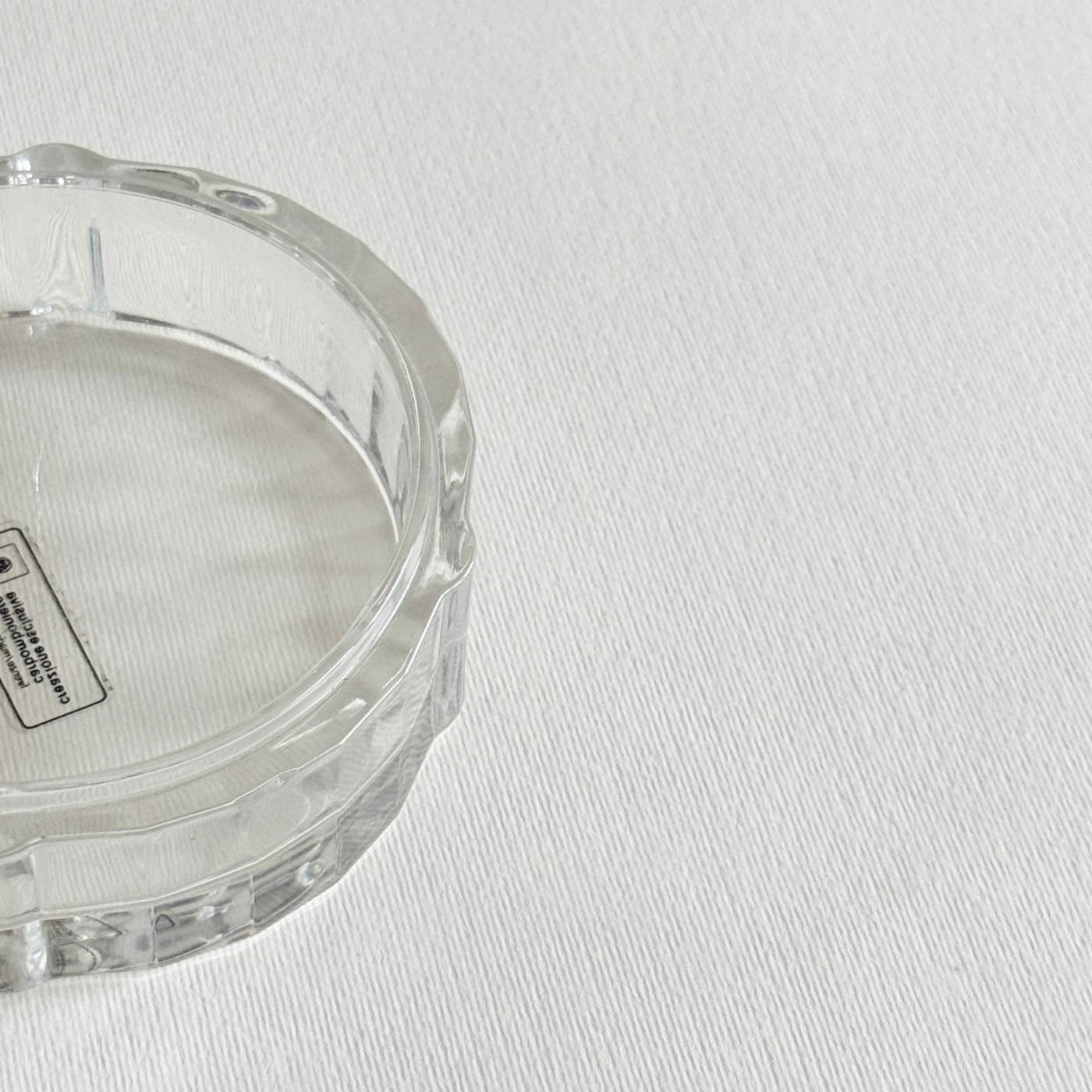 Side profile of the weighted cut-crystal ashtray made in Florence, Italy