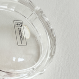 Clear crystal dish with original maker's labels intact