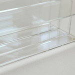 Guzzini 1980s transparent acrylic letter holder, glass-like clarity in a rectangular desk piece