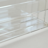 Guzzini 1980s transparent acrylic letter holder, glass-like clarity in a rectangular desk piece