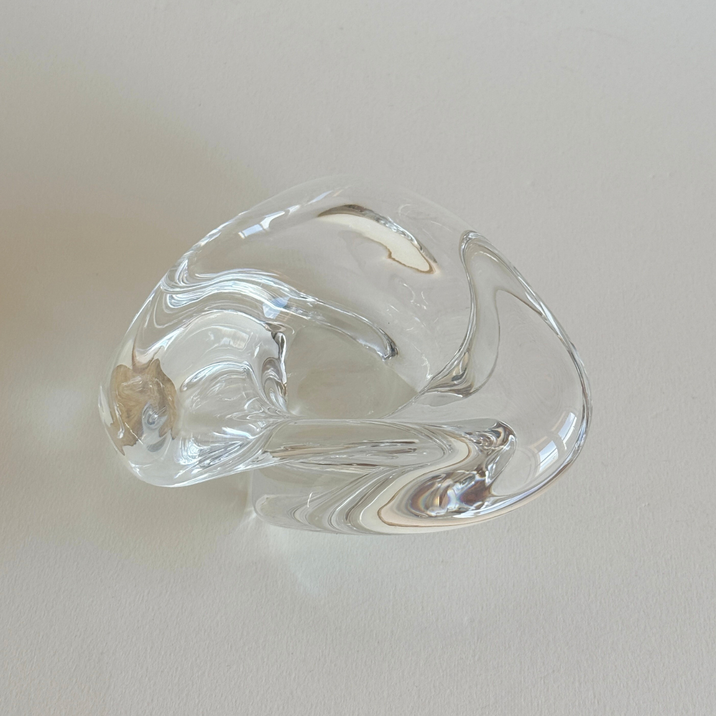 1950s Saint-Louis crystal ashtray with Compagnie Générale Transatlantique etching