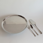 1970s Morinox cake serving set with 31 cm cake stand and cutlery