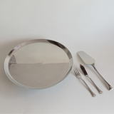 1970s Morinox cake serving set with 31 cm cake stand and cutlery