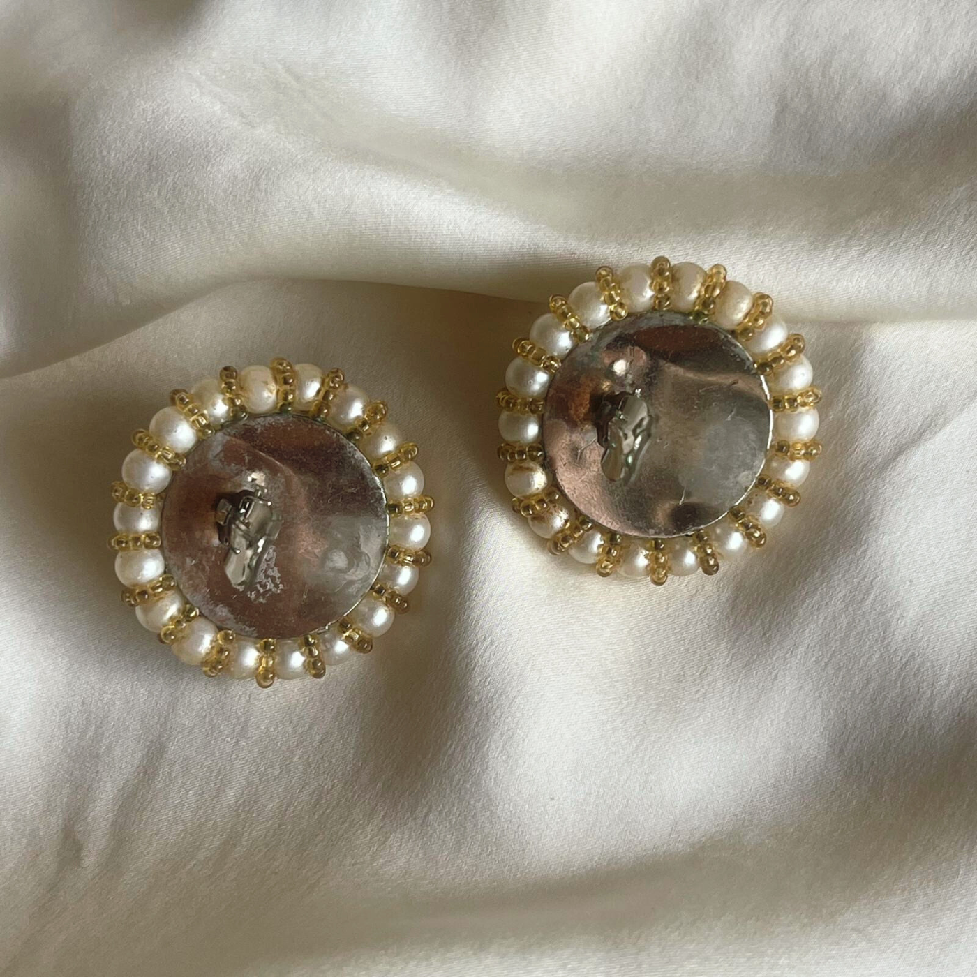 Statement vintage Italian faux pearl earrings