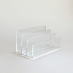 Guzzini clear acrylic letter holder, 1980s Italian desk organiser with minimalist rectangular form