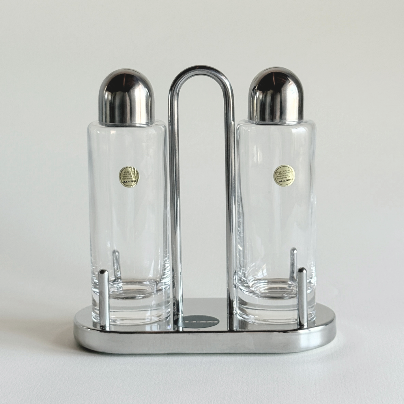 Alessi – Oil & Vinegar Cruet – Glass & Stainless Steel – Clear & Silver