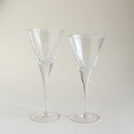 Faceted Bohemian crystal wine glasses, set of 2, clear crystal, Pre-Loved Czech glassware, L'Officina