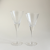 Faceted Bohemian crystal wine glasses, set of 2, clear crystal, Pre-Loved Czech glassware, L'Officina