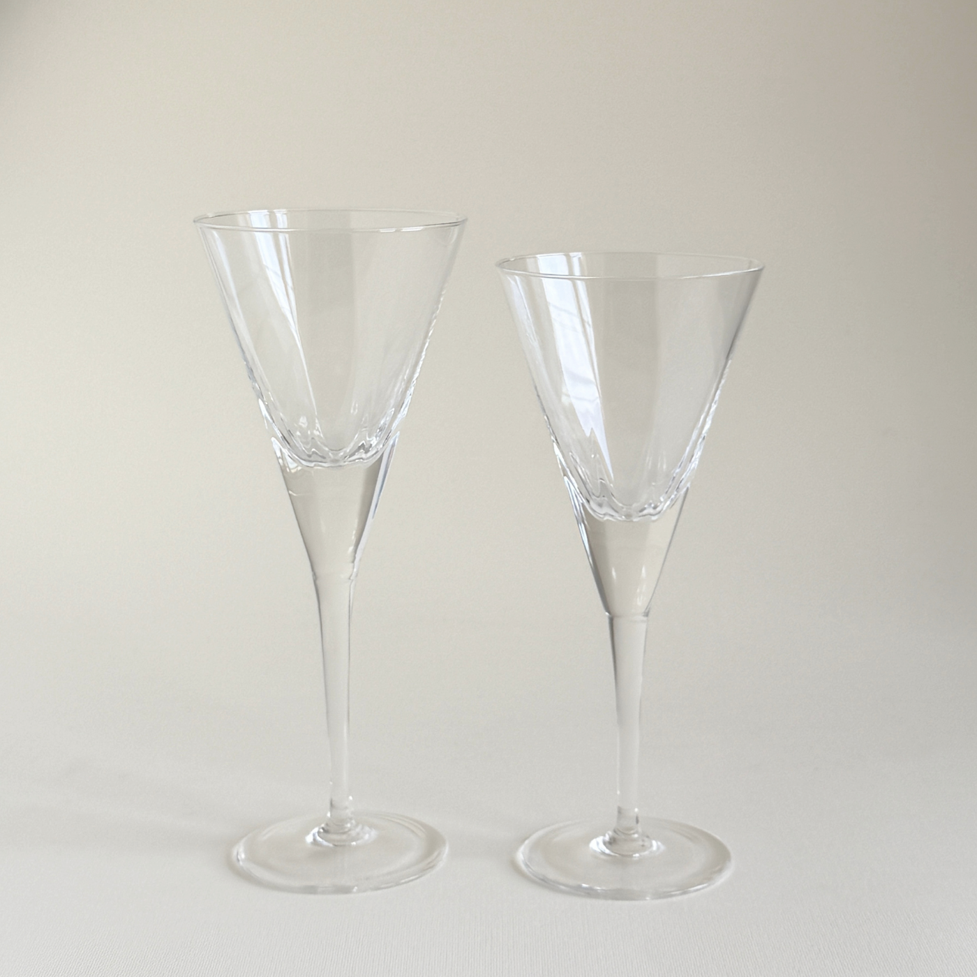 Faceted Bohemian crystal wine glasses, set of 2, clear crystal, Pre-Loved Czech glassware, L'Officina