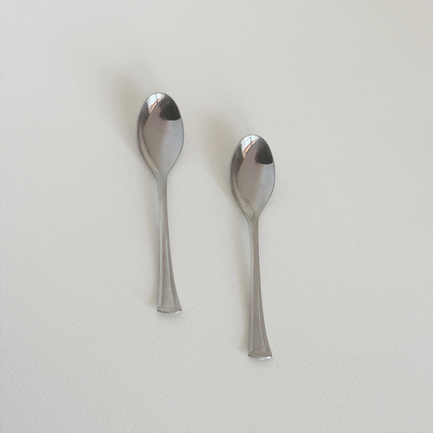 IMCO polished stainless steel coffee spoons, set of 2, 1970s Italian design