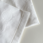 Detail of the woven cotton and embroidery edge of the hand towel