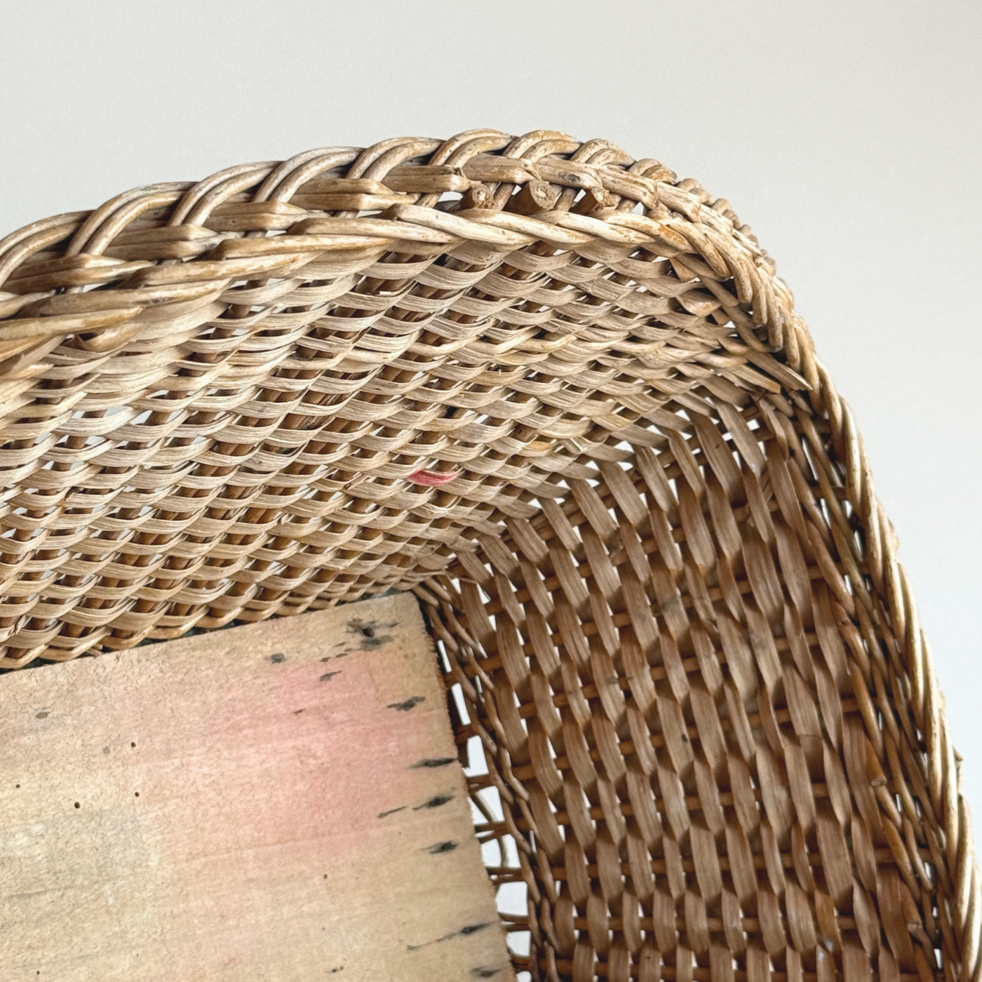 Rattan Display Basket — Brown Rattan, France, 1950s