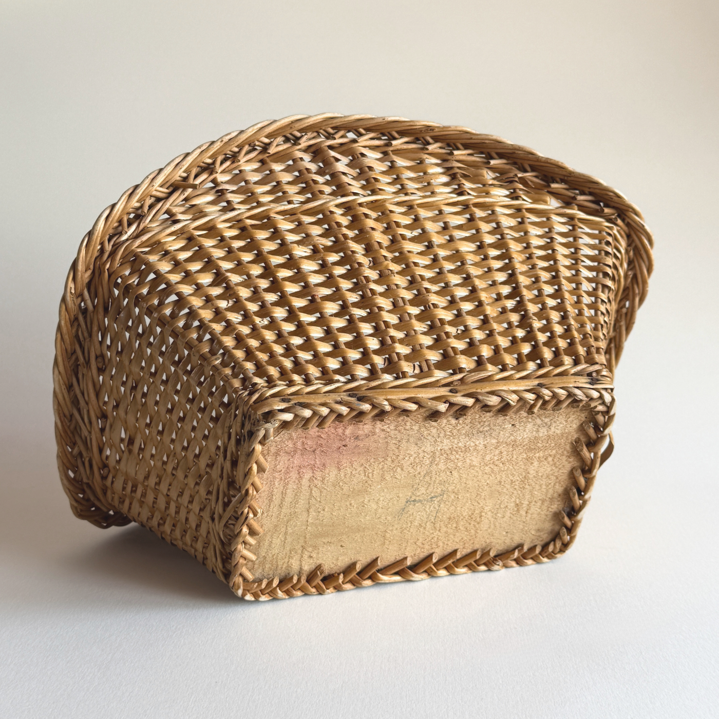 Rattan Display Basket — Brown Rattan, France, 1950s