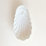 Porcelain shell bowl detail, white glazed scalloped rim, French 1980s, L'Officina General Store