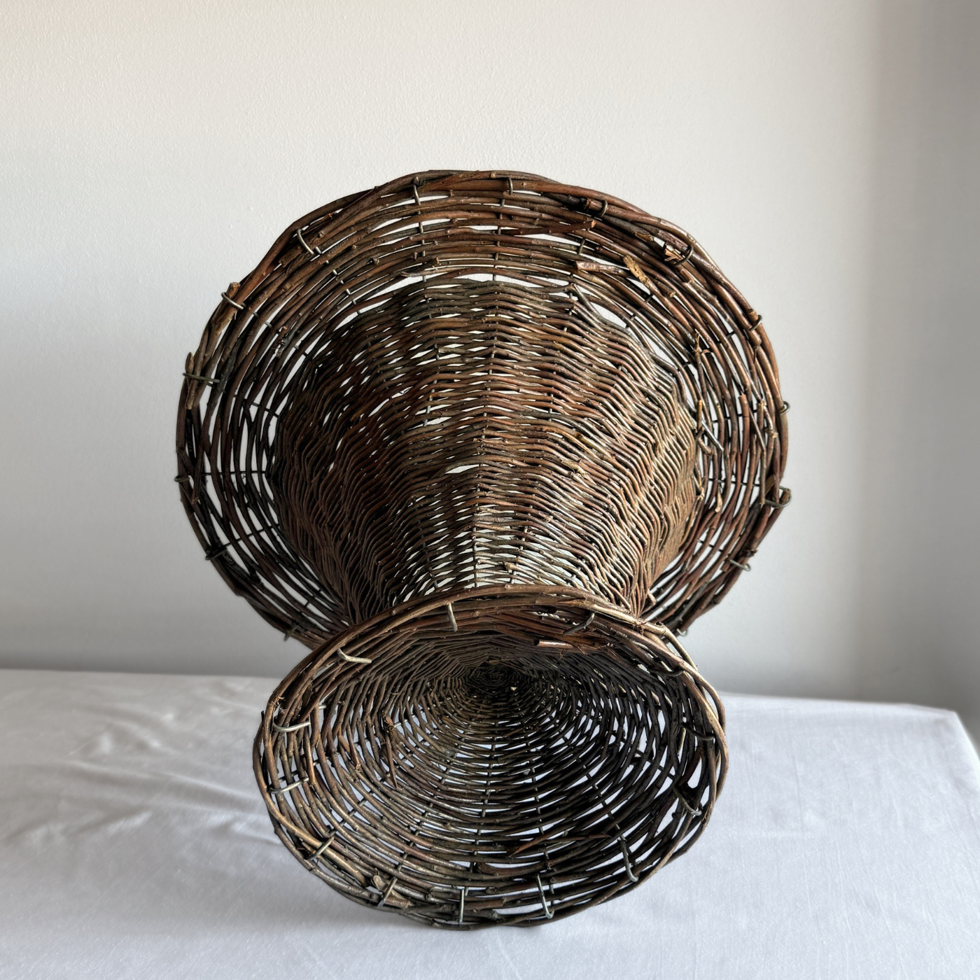 Woven Rattan Flower Basket | Mid-Century European