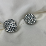 Space Age - Pyramidal Black and Crystal clip earrings I 1960 - L'Officina General Store