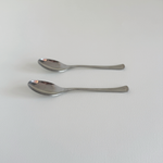 IMCO metal espresso spoons pair, slim handle, Italy 1970s