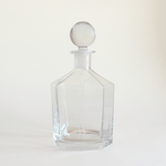 Hexagonal crystal decanter in clear faceted glass with solid ball stopper, 1 litre Italian glassware