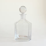 Hexagonal crystal decanter in clear faceted glass with solid ball stopper, 1 litre Italian glassware