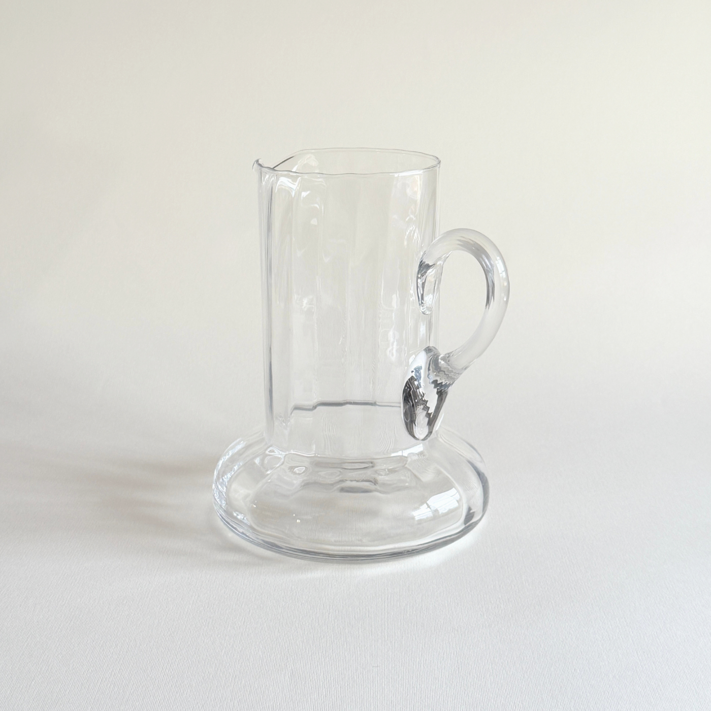 Mid-century handblown carafe showing the vertical optic-rib detail
