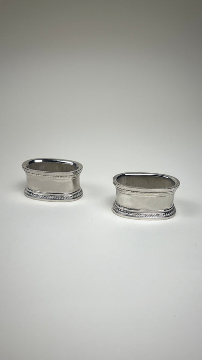 2 silver napkin rings beaded