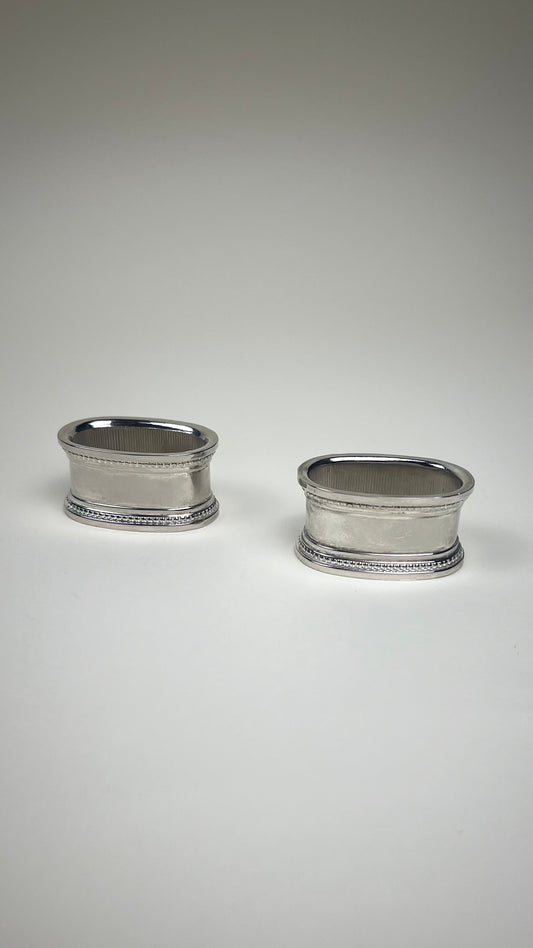 2 silver napkin rings beaded