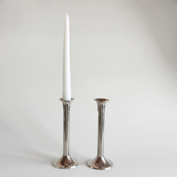 Polished Stainless Steel Candle Holders 18 cm | Set of 2, 1970s — L'Officina General Store