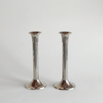 Polished stainless steel candle holders, 18 cm French pair in silver tone, L'Officina General Store